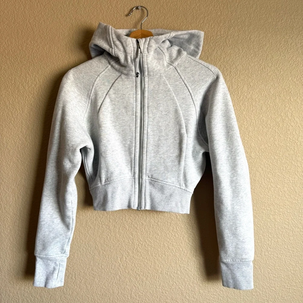 Lululemon Scuba Full-Zip Cropped Hoodie Heathered Core Ultra Light Grey Size 6